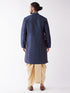 Vastramay Men's Blue Zari Weaved Kurta Dhoti Set